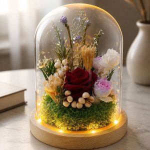 Petal Paradise Dome (DPM-D4) with LED Light - Medium (12 X 16cm)