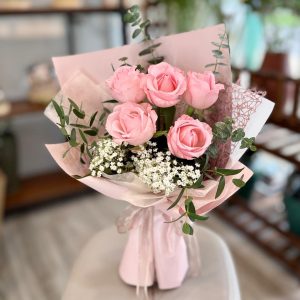 Sweet Blush Roses (FB05-W2) - 5 Stalks Pink Roses