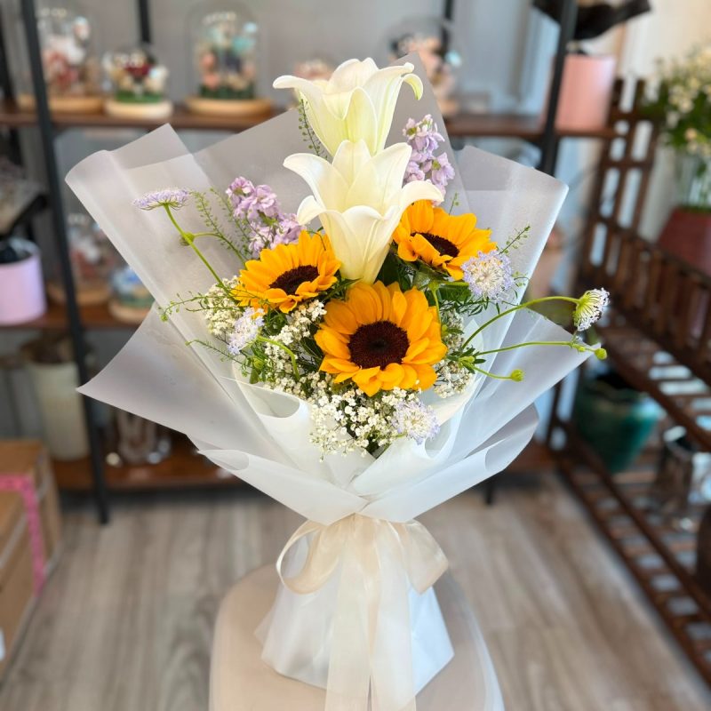 2 Stalks Lilies & Sunflower